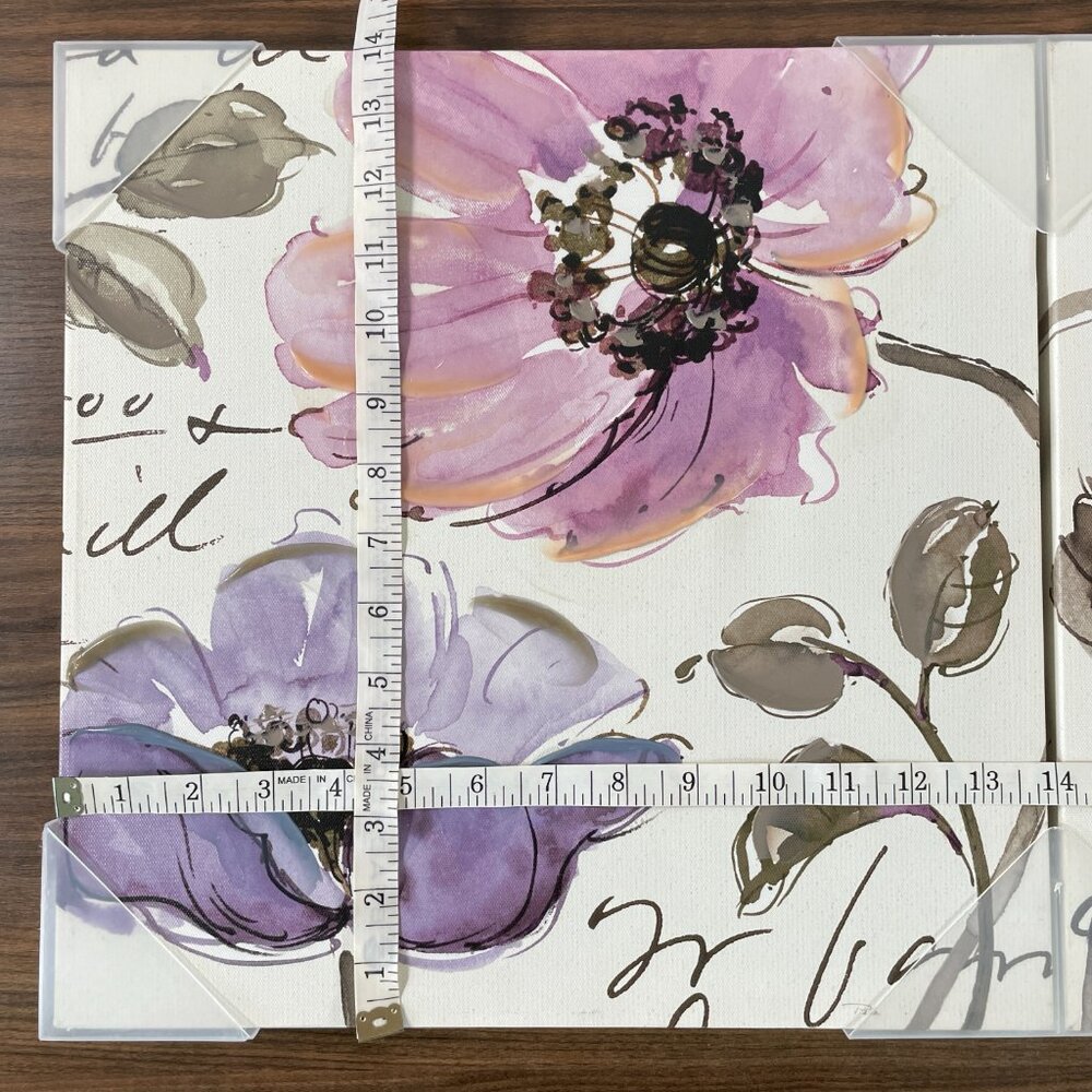 Pela Studio Beautiful Gray & Purple Blooming Flower Set 14"x14" Stretched Canvas - Picture 12 of 16